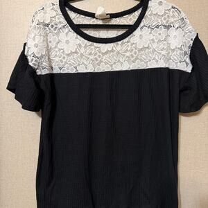 white and black lace top